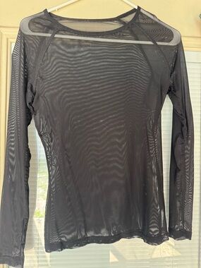Sheer Long-Sleeve Women's Top - Black